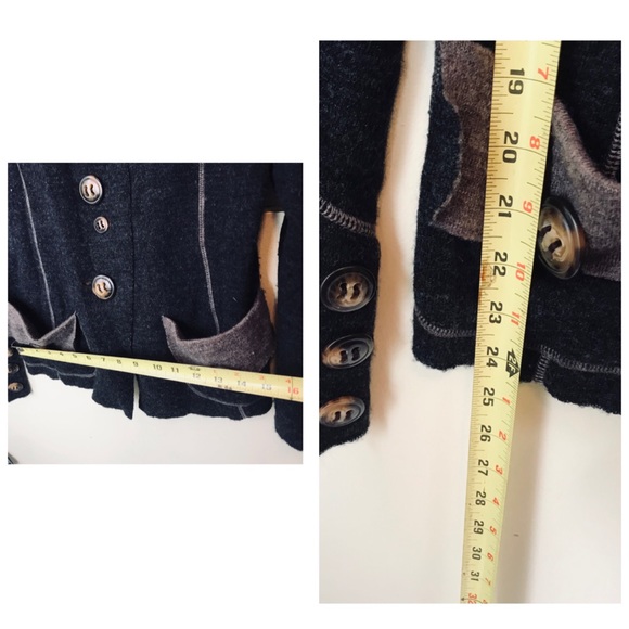 Anthro Casch Gro Wool Cardigan Boho Sweater Knit Wool Buttons High Collar Top M - Picture 16 of 16